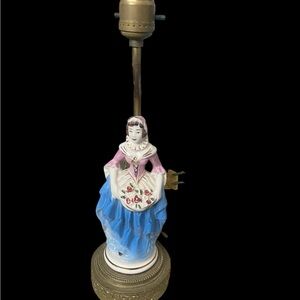 Vintage Figurine Table Lamp - porcelain and brass base